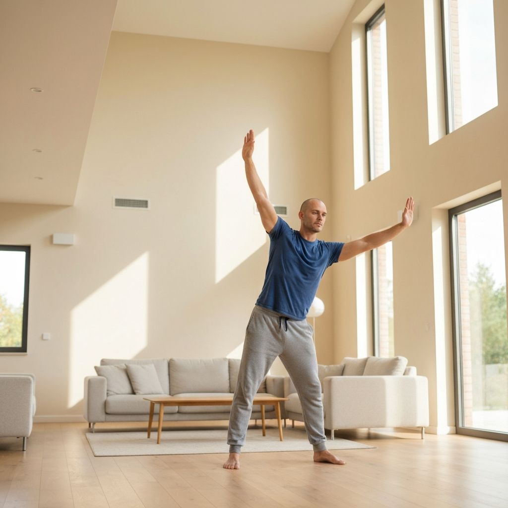 Person doing gentle stretching exercises at home
